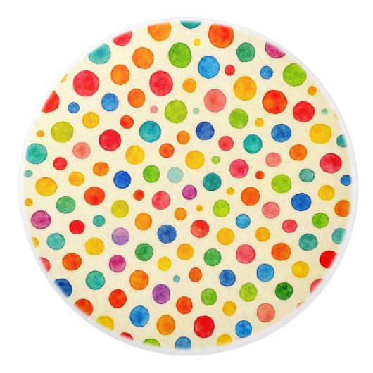 Watercolor Dots Knob. Keramische Knop (Voorkant)