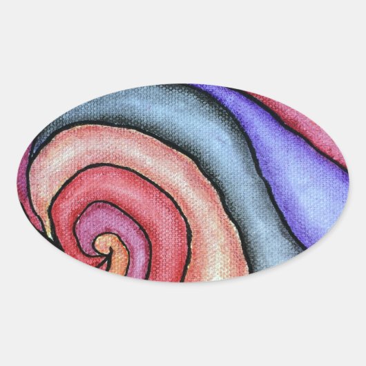 Watercolor Draaikolk Ovale Sticker (Voorkant)