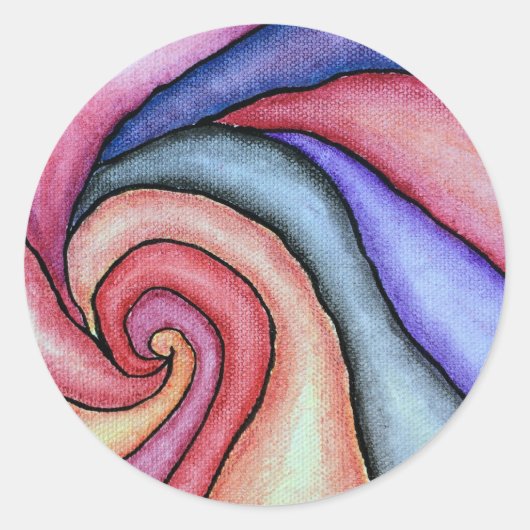 Watercolor Draaikolk Ronde Sticker (Voorkant)