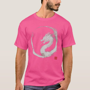 Watercolor Draak Enso Cirkel Japanse Minimalist T-shirt