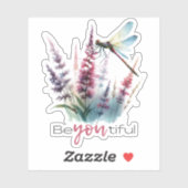 Watercolor Dragonfly Wildflower Aesthetic Sticker (Vel)