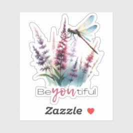 Watercolor Dragonfly Wildflower Aesthetic Sticker