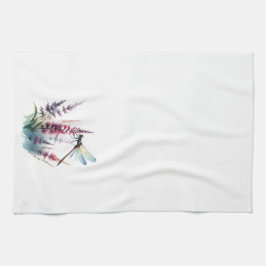 Watercolor Dragonfly Wildflower Cottagecore Art Theedoek