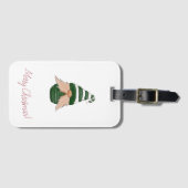 Watercolor drawing Christmas gnome Bagagelabel (Voorkant (horizontaal))