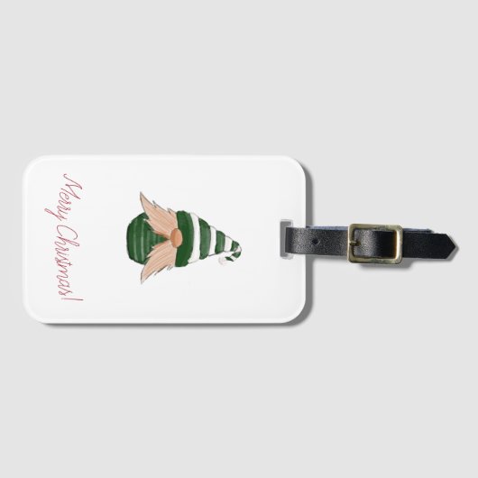 Watercolor drawing Christmas gnome Bagagelabel (Voorkant (horizontaal))
