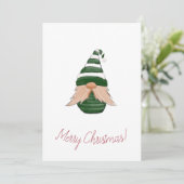 Watercolor drawing Christmas gnome Feestdagenkaart (Staand voorkant)