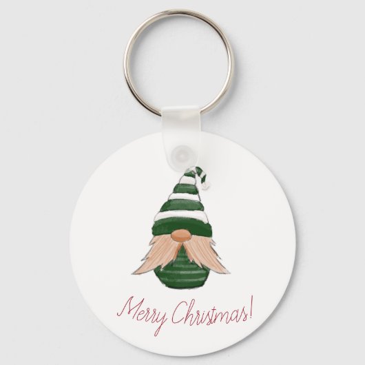 Watercolor drawing Christmas gnome Sleutelhanger (Voorkant)