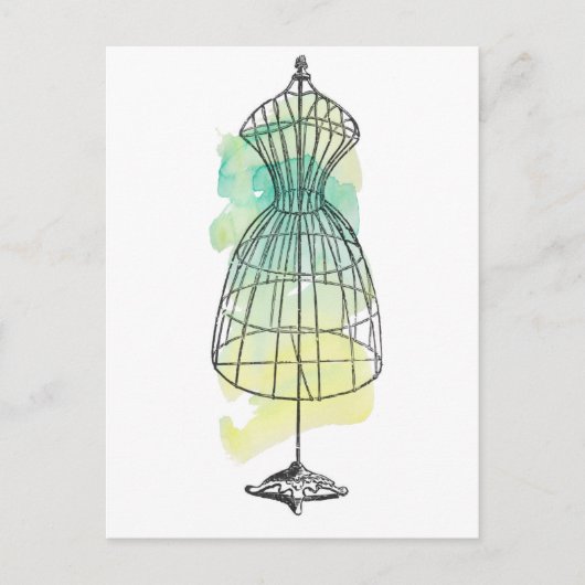 Watercolor Dress Form Briefkaart (Voorkant)