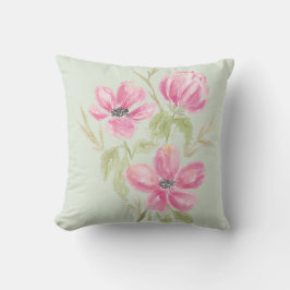 Watercolor Drievoudige Roze Bloemen Kussen