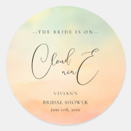 Watercolor Dromerige Zonsondergang Cloud 9 Bruidsf Ronde Sticker