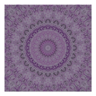 Watercolor Droom Mandala in Schakeringen van Paars Perfect Poster