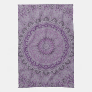 Watercolor Droom Mandala in Schakeringen van Paars Theedoek
