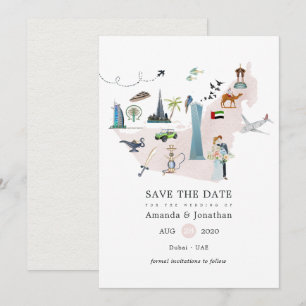 Watercolor Dubai VAE Huwelijksreis Save The Date