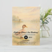 Watercolor Duck by the Lakeside at Sunset Birthday Kaart (Staand voorkant)