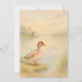 Watercolor Duck by the Lakeside at Sunset Birthday Kaart (Achterkant)