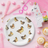 Watercolor Duck Patterned Paper Plate Papieren Bordje (Feest)