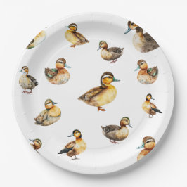 Watercolor Duck Patterned Paper Plate Papieren Bordje
