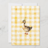 Watercolor Duck Teal, Yellow Birthday Party Kaart (Achterkant)