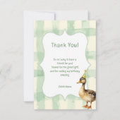 Watercolor Duck with Teal Birthday Party Bedankkaart (Voorkant)