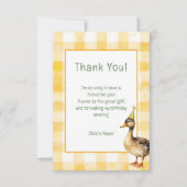 Watercolor Duck with Teal & Yellow Birthday Party  Bedankkaart (Voorkant)