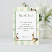 Watercolor Duck with Teal & Yellow Birthday Party Bedankkaart (Staand voorkant)