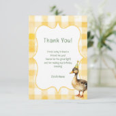 Watercolor Duck Yellow Birthday Party Bedankkaart (Staand voorkant)