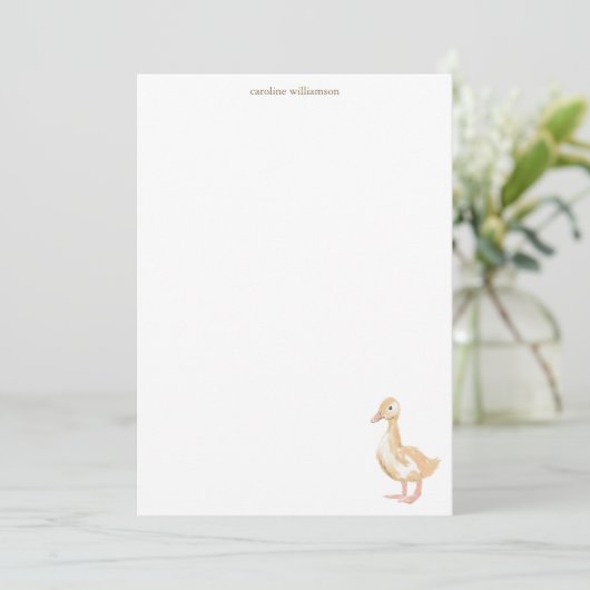 Watercolor Duckling Duck Personalized Stationery Notitiekaartje (Staand voorkant)