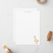 Watercolor Duckling Duck Personalized Stationery Notitiekaartje (Voorkant / Achterkant in situ)