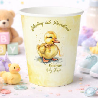 Watercolor Duckling Splash Gender Neutral Papieren Bekers