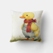 Watercolor Duckling Wearing Denim Overalls Kussen (Achterkant)