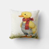 Watercolor Duckling Wearing Denim Overalls Kussen (Voorkant)