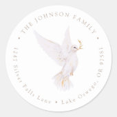 Watercolor Duif van Vrede Retouradres Ronde Sticker (Voorkant)