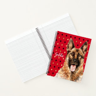Watercolor Duitse Herdershond Gepersonaliseerd Notitieboek