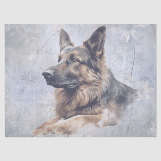 Watercolor Duitse Herdershond Tissuepapier (Voorkant)