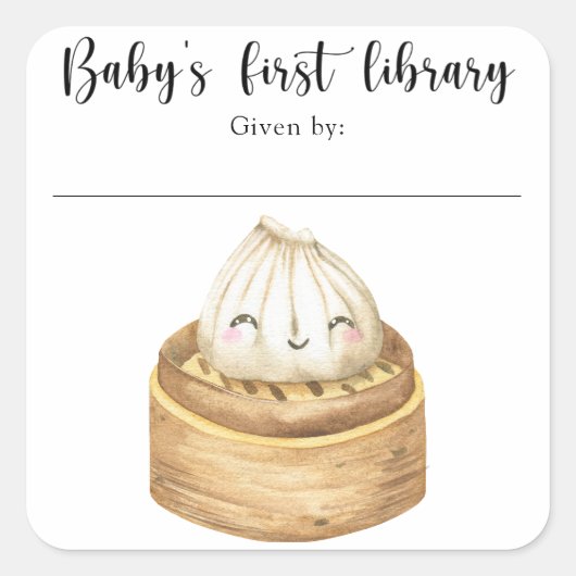 watercolor dumpling - baby's eerste bibliotheek vierkante sticker (Voorkant)