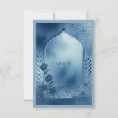 Watercolor Dusty Blue arch floral Wedding RSVP Kaartje (Achterkant)