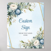 Watercolor Dusty Blue Eucalyptus DIY Wedding Sign Poster (Voorkant)