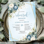 Watercolor Dusty Blue Eucalyptus Rehearsal Invite Kaart