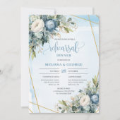 Watercolor Dusty Blue Eucalyptus Rehearsal Invite Kaart (Voorkant)