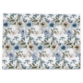 Watercolor Dusty Blue Floral Wedding Groot Cadeauzakje (Achterkant)