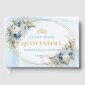 Watercolor Dusty Blue Gold Floral Greenery Book Gastenboek (Voorkant)