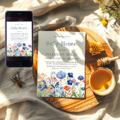 Watercolor Dusty Blue Wildflower Baby in Bloom  Kaart