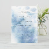 Watercolor Dusty Blue Winter Wedding Invitation Kaart (Staand voorkant)