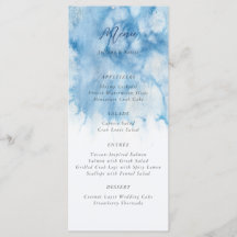 Watercolor Dusty Blue Winter Wedding Menu
