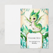 Watercolor Dwaze Draak Verjaardag Bedankkaart (Voorkant / Achterkant)