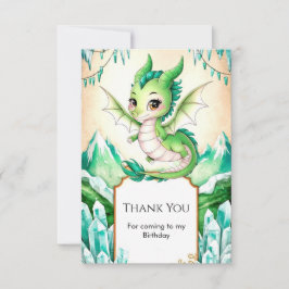 Watercolor Dwaze Draak Verjaardag Bedankkaart