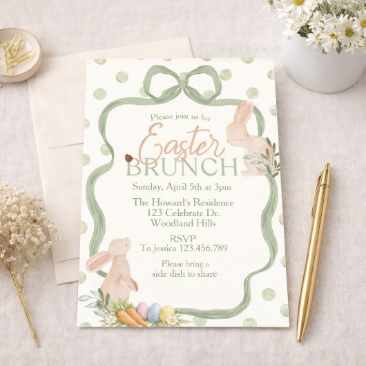 Watercolor Easter Brunch Invitation | Bunny & Gree Kaart