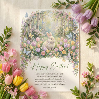 Watercolor Easter Bunny Floral Spring Happy Easter Feestdagenkaart