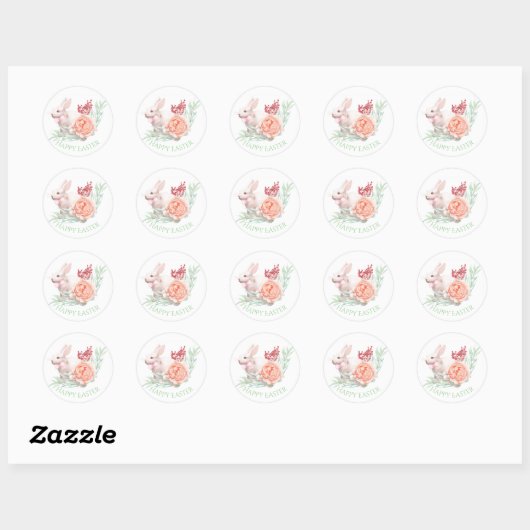Watercolor Easter Bunny Ronde Sticker (Vel)