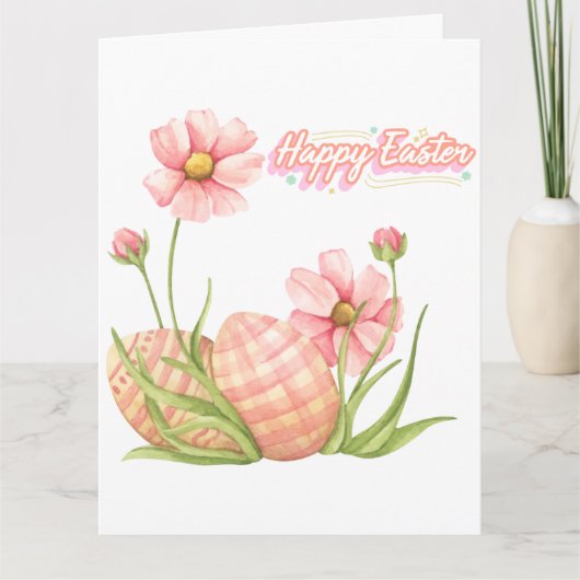 Watercolor Easter Egg Personalized Folded Card Kaart (Voorkant)